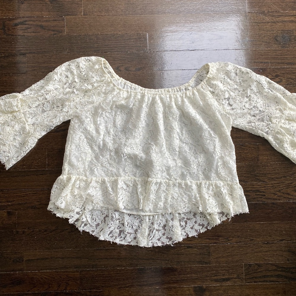 white lace off the shoulder top